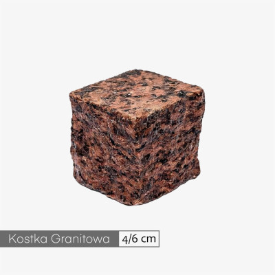 Kostka granitowa 4/6 cm (5x5) czerwona łupana (1 tona)