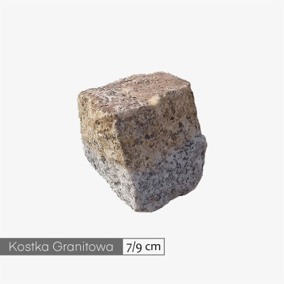 Kostka granitowa 7/9 cm (8x8) szaro-ruda łupana (1 tona)