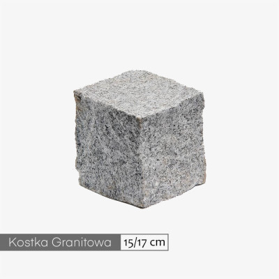 Kostka granitowa 15/17 (16x16) cm szara łupana (1 tona)