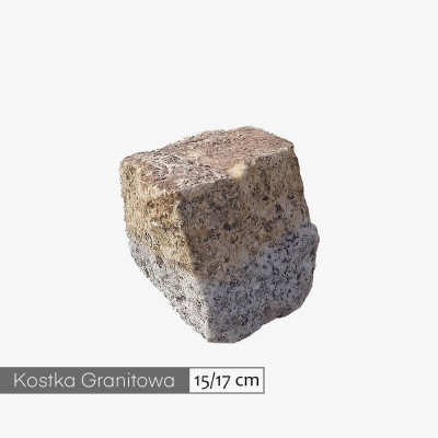 Kostka granitowa 15/17 cm (16x16) szaro-ruda łupana (1 t.)